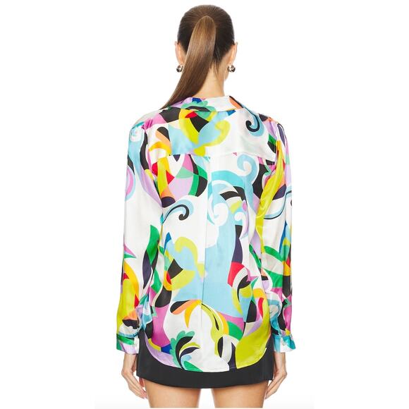 L’AGENCE Tyler Silk Charmeuse Blouse Multi Kaleidoscope Size Small - Picture 11 of 13